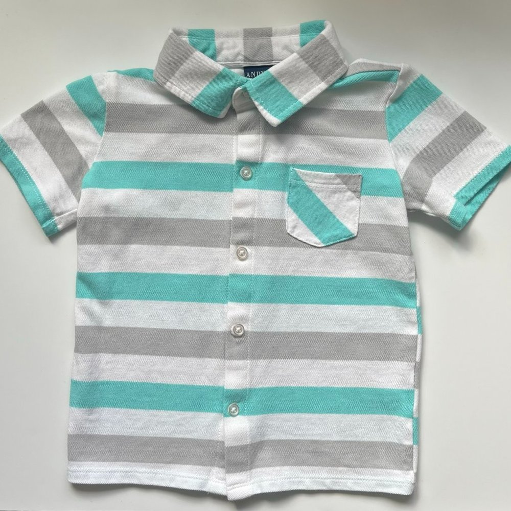 Andy & Evan Toddler Boys Stripped Polo Dress shirt - 3T